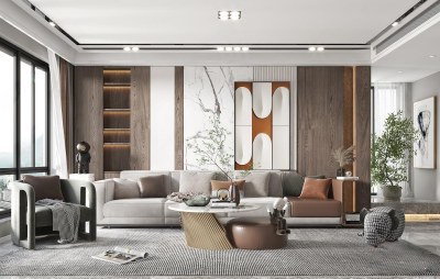 现代客厅3D模型下载